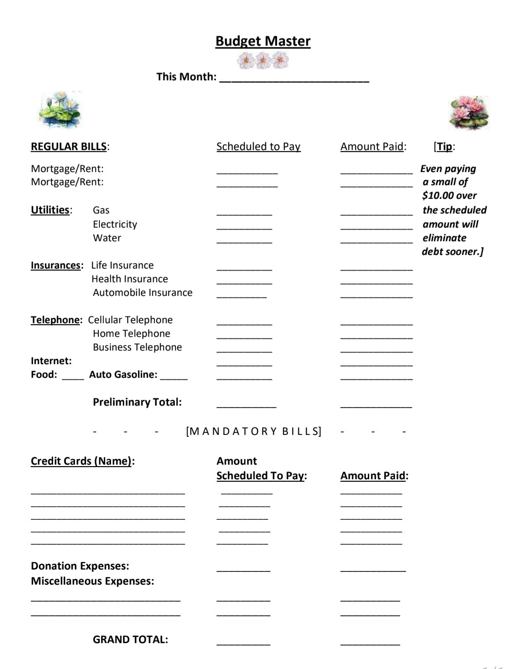 Free Printable: Budget Master