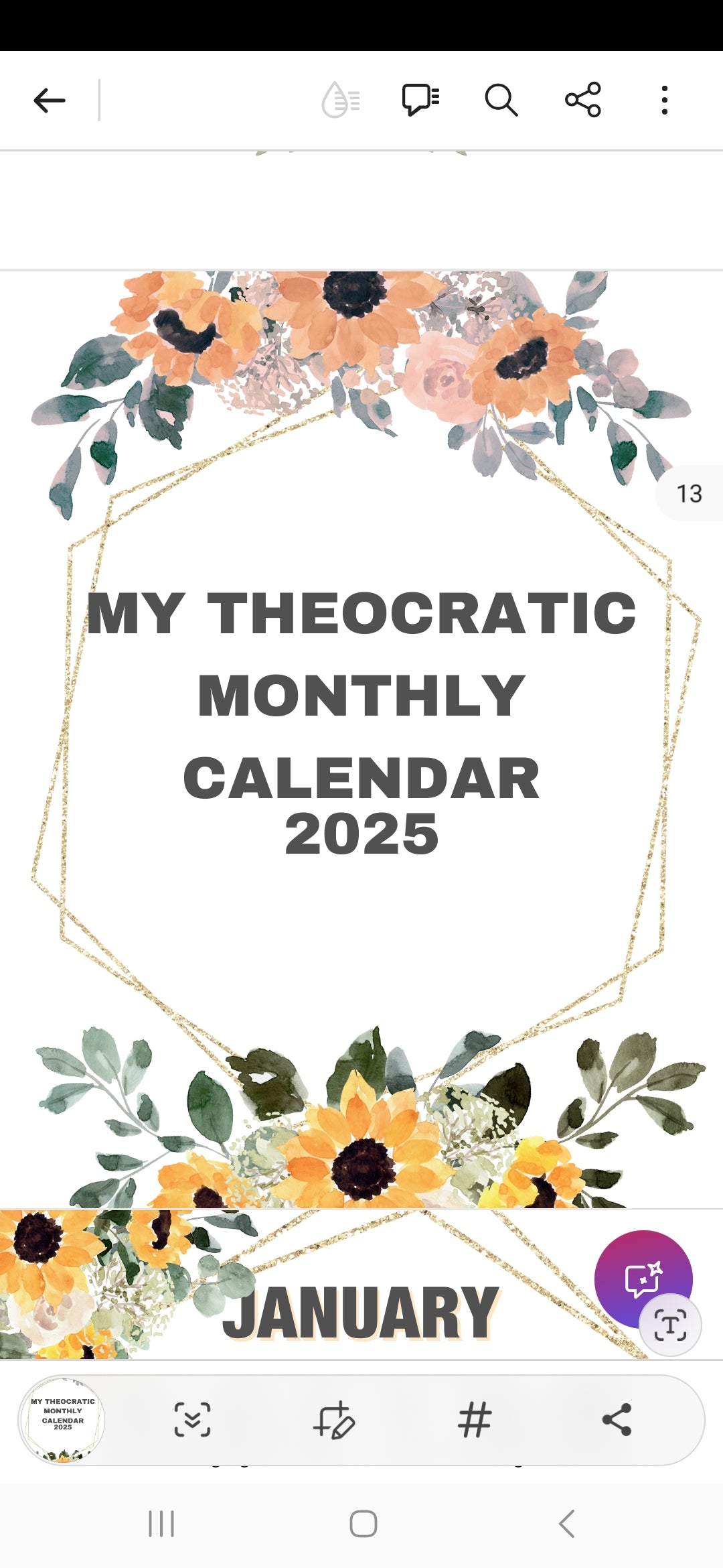 NEW 2024/2025 Sunflower Theocratic Monthly Calendar JW - Download & Printable (Everyone gets the pioneer rate.)