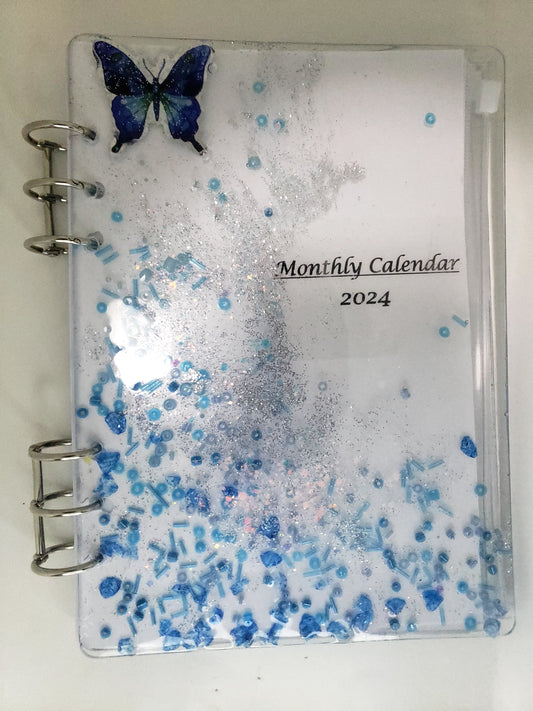 Luxury Resin 2024 MONTHLY CALENDAR Notebook A5 size (5.8 x 8.2)